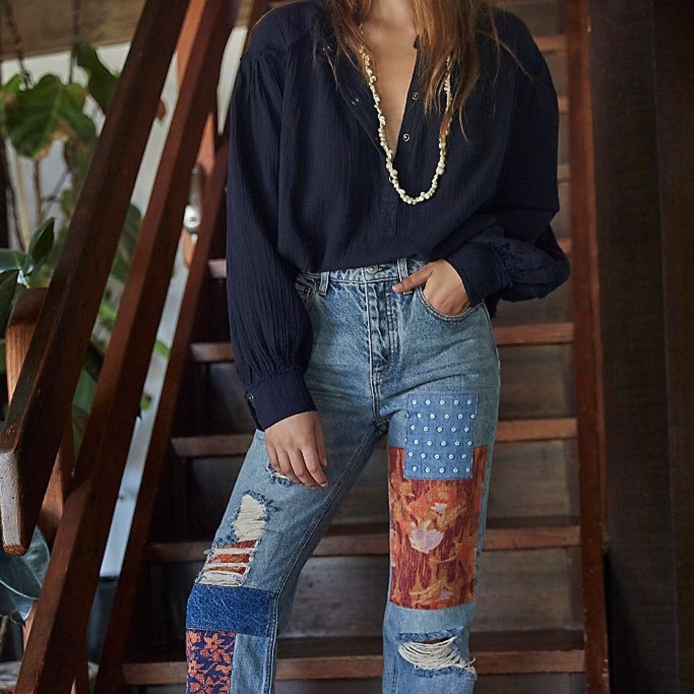 Free People BellaDonna Patchwork Jeans - Picture 4 of 11